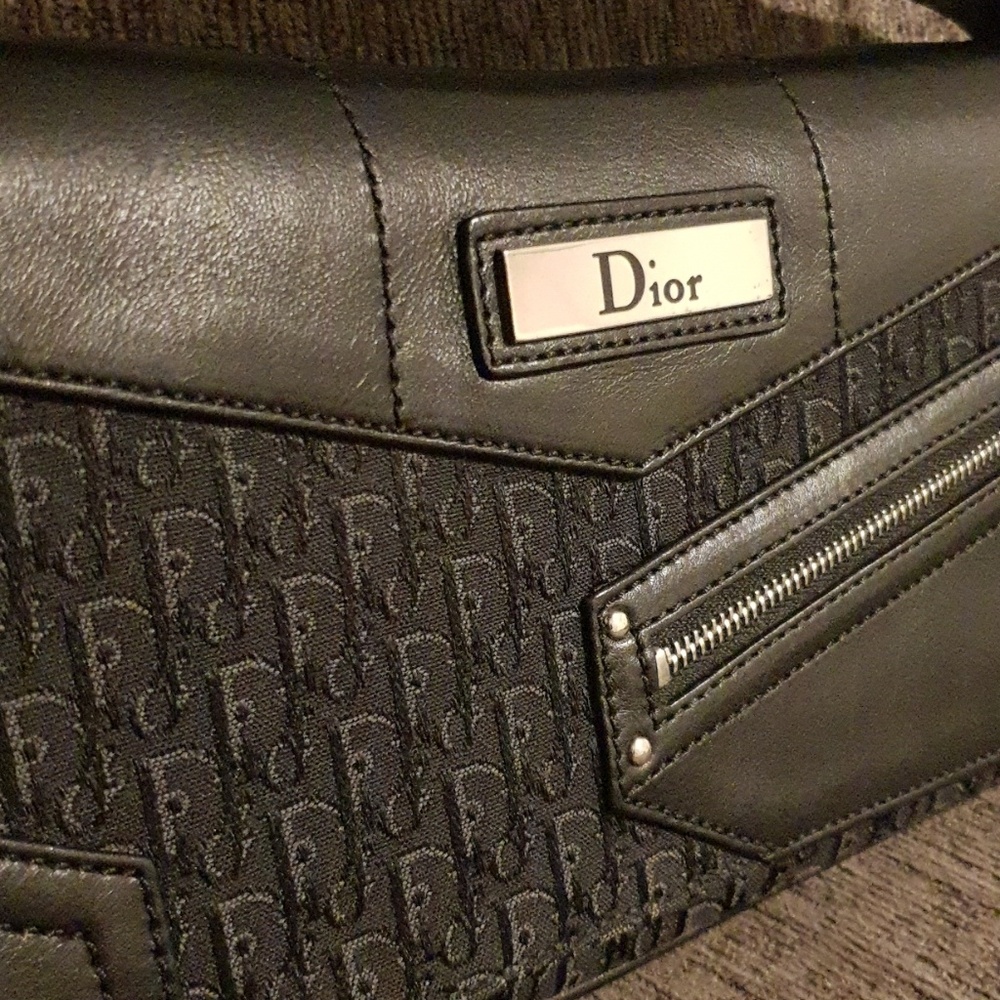 Christian Dior Leather / Cloth Clutch Bag